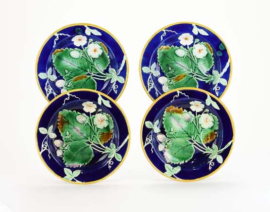 Four Rare Wedgwood Majolica Strawberry Dishes c.1875. (1 of 2)