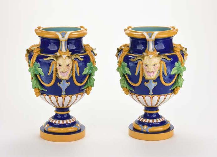 A Pair of Minton Majolica 'Bacchus' Vases c.1875  The (1 of 6)