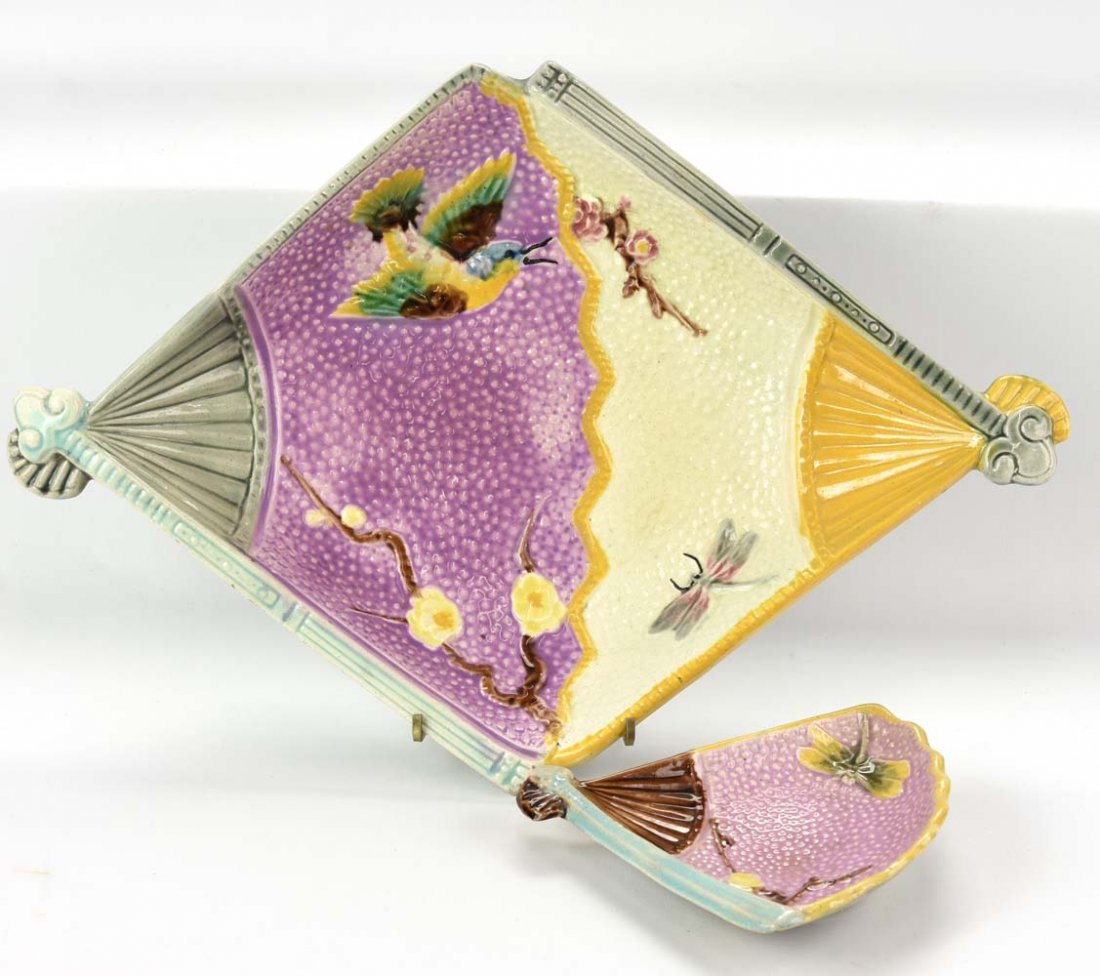 Eureka bird and fan platter, 16" and sauce dish (1 of 1)