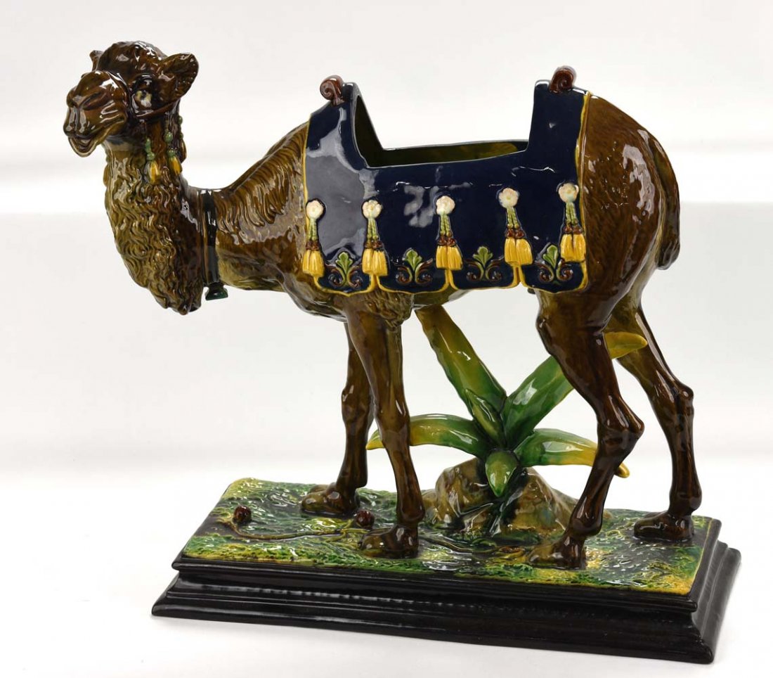Wilhelm Schiller (WS&S) figural camel, 13 1/2", lacking: Wilhelm Schiller (WS&S) figural camel, 13 1/2", lacking cover