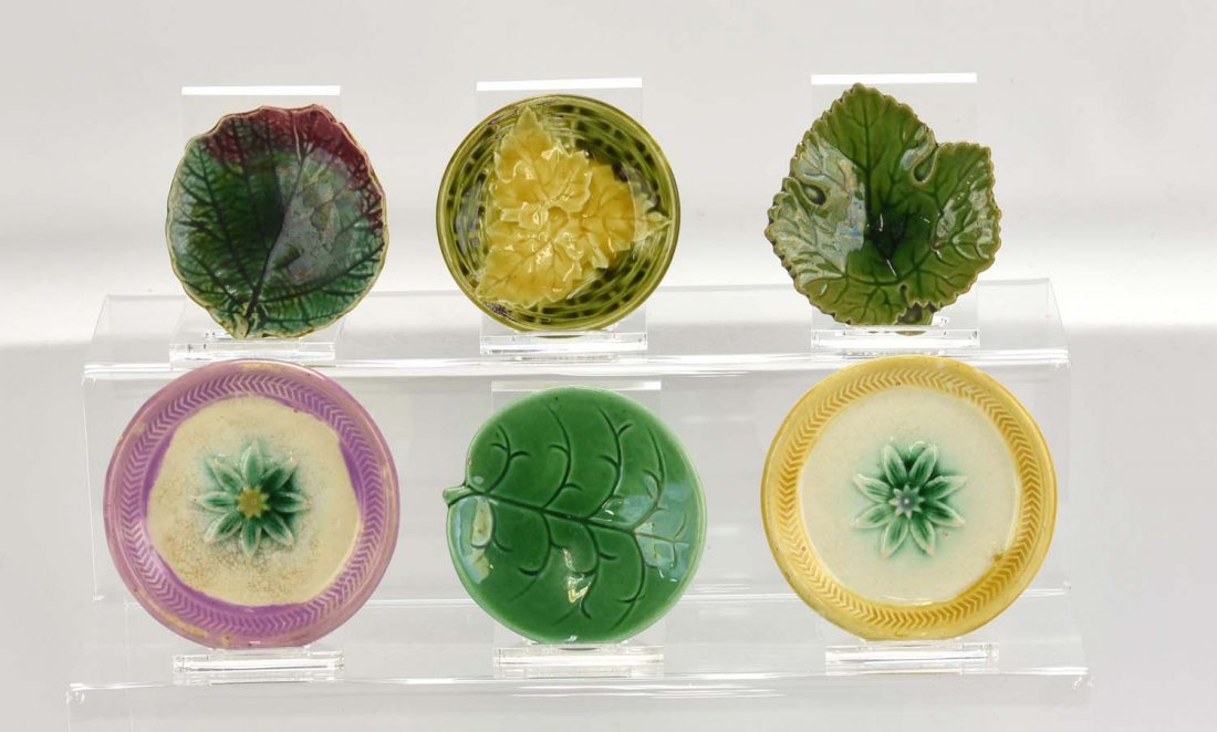 Majolica lot of 6 butterpats (1 of 1)