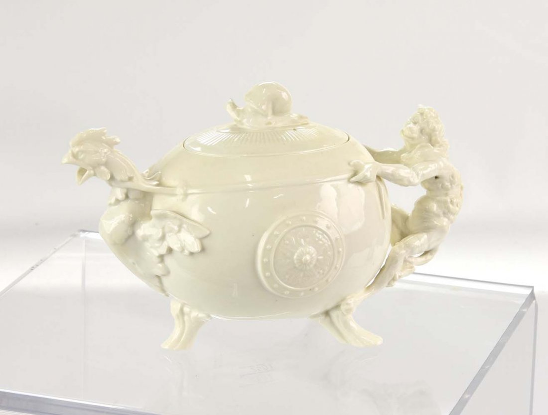 Minton Blanc de chine monkey and cockerell figural (1 of 1)