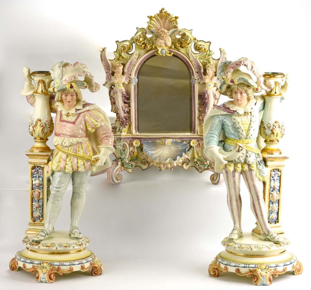 Hugo Lonitz pastel majolica lot of 3 pieces - wall (1 of 3)