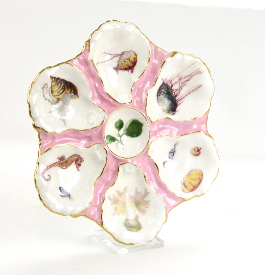 Haviland porcelain 5 well oyster plate with gold floral (1 of 1)