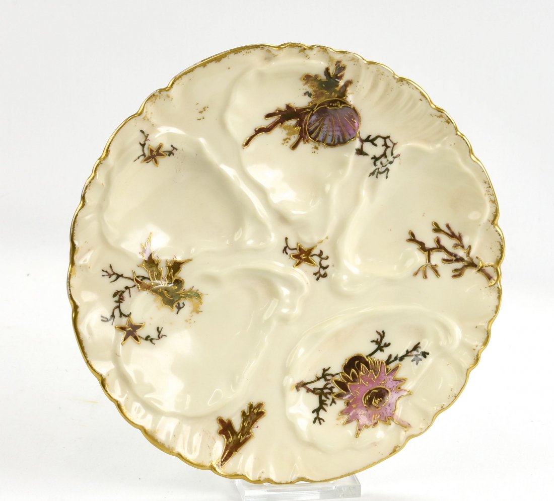 Haviland porcelain oyster plate decorated with sea (1 of 1)