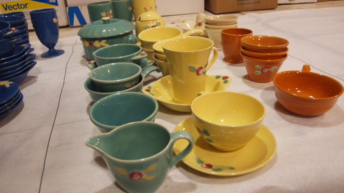 Coors Rosebud assorted dinnerware:  green, yellow, (1 of 3)