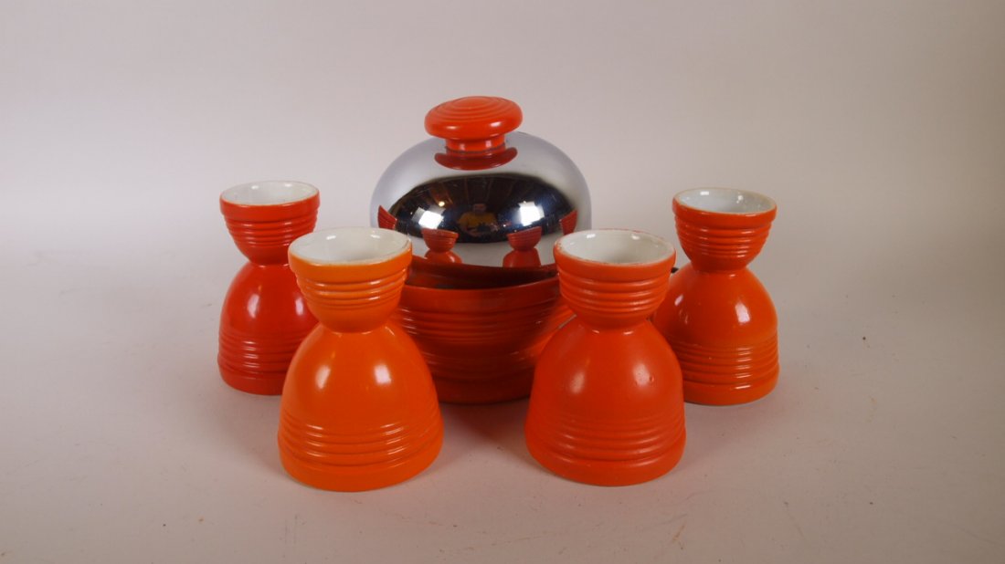 Hankscraft red egg poacher and 4 red egg cups: Hankscraft red egg poacher and 4 red egg cups