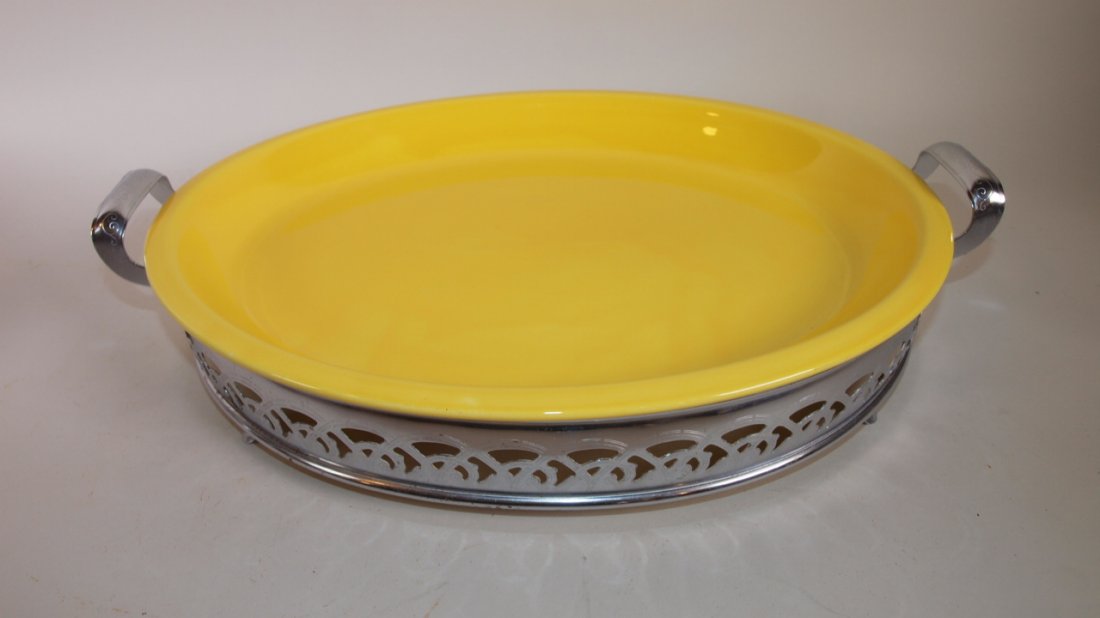Fiesta Kitchen Kraft yellow platter with chrome holder (1 of 1)