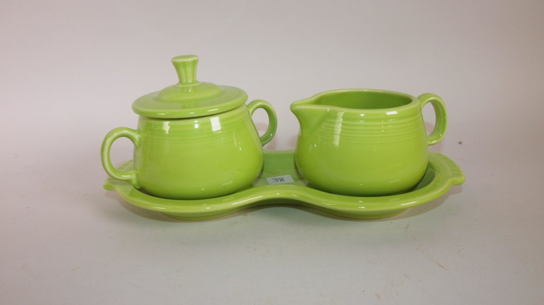 Fiesta Post 86 chartreuse cream, sugar, and tray (1 of 1)