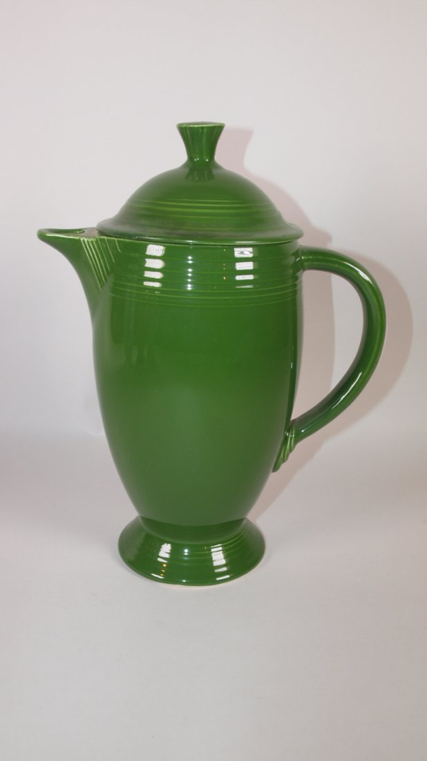 Fiesta coffee pot, dark green, lid rim repair (1 of 1)
