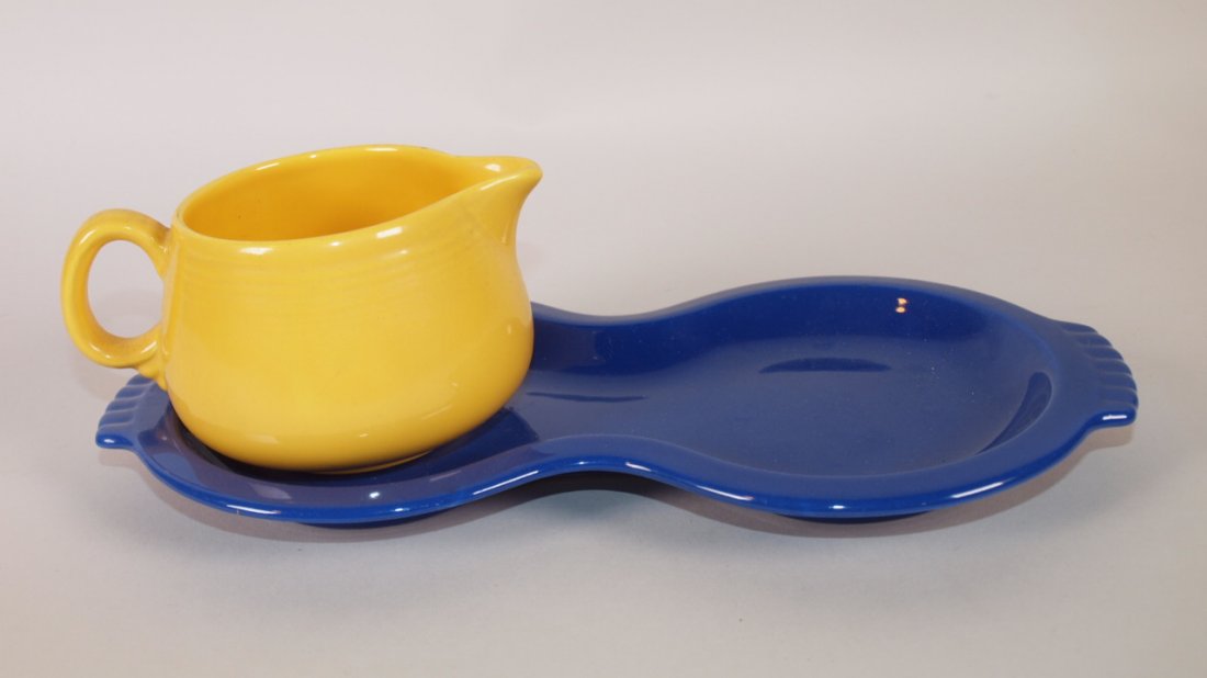 Fiesta yellow individual creamer and cobalt figure 8 (1 of 1)