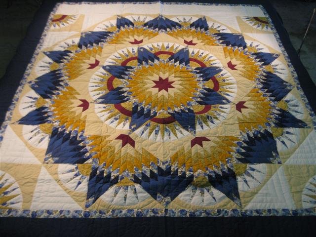 Beautiful Broken Star Quilt is 154x113 in Blue and (1 of 2)