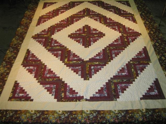Lovely Log Cabin Quilt Top (not quilted) is Plum Size (1 of 2)