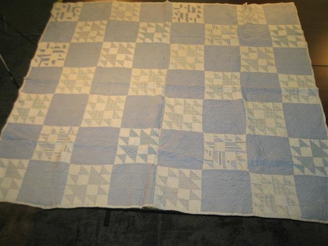 Antique Bowtie Quilt in Blue is 62x68 (1 of 2)