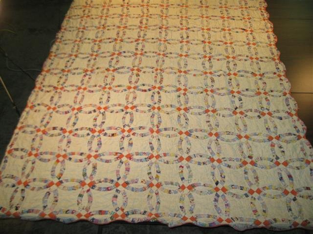Antique Wedding Ring Quilt is 76x96 and Multicolored (1 of 2)
