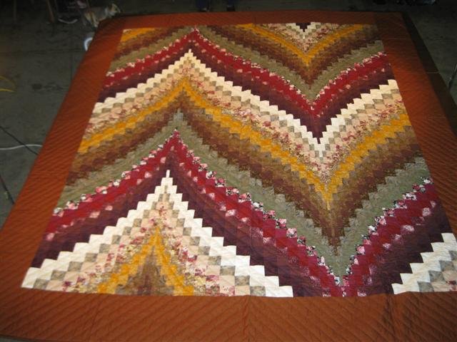 Lovely Trip Around the World Quilt is Brown and (1 of 2)