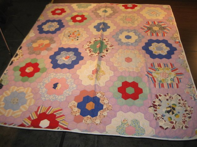 Antique Flowergarden Quilt in Multi Colors is 66 x73 (1 of 2)