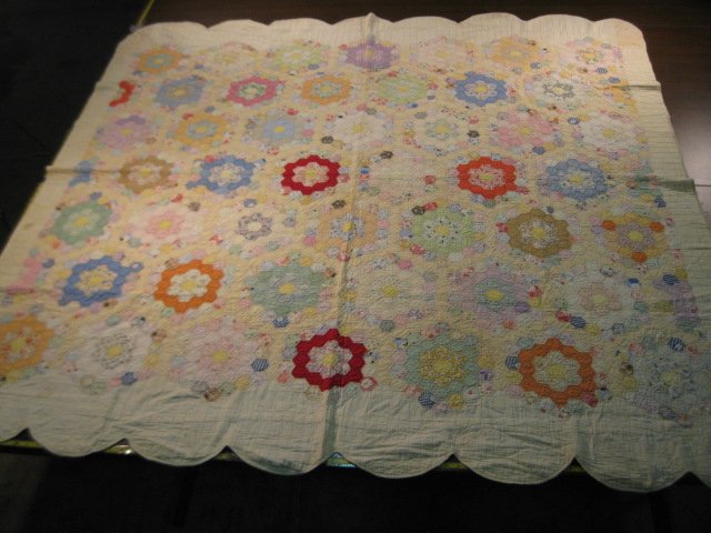 Antique Flower Garden Quilt is 77x78 in Multi- Colors (1 of 2)