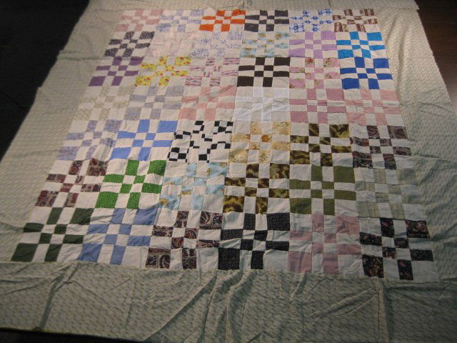 4-Patch Top(not quilted) in Multi Colors is 80x90 (1 of 2)