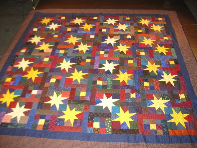 Lovely Star Bright Quilt in Multi Colors is 90x90 (1 of 2)