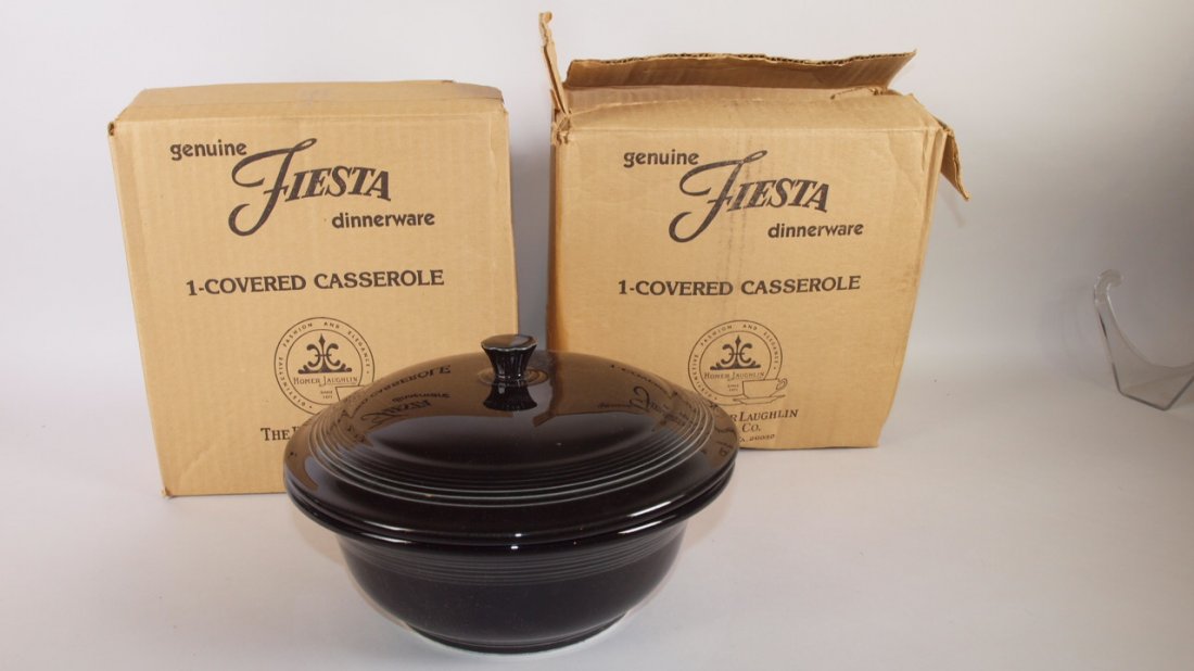 Fiesta Post 86 apricot lot of 3 casseroles, NIB: black, (1 of 1)