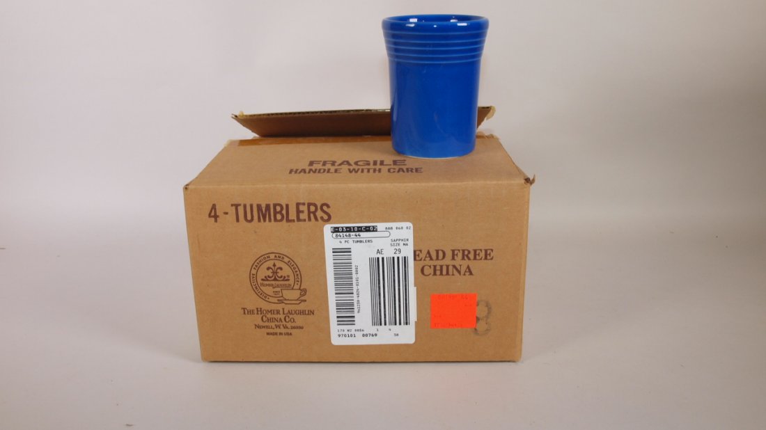 Fiesta Post 86 sapphire set of 4 tumblers, NIB (1 of 1)