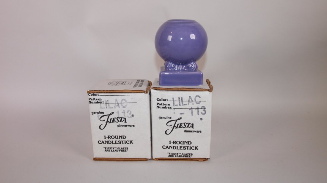 Fiesta Post 86 lilac pair round candlesticks, NIB (1 of 1)