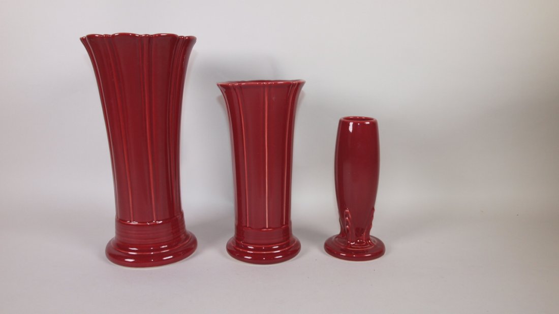 Fiesta Post 86 cinnabar vase group:  medium, 8" & bud (1 of 1)