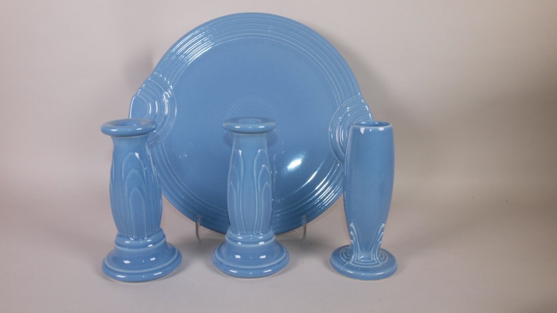 Fiesta Post 86 periwinkle cake plate, pair tapered (1 of 1)