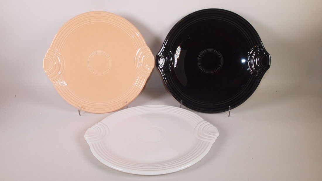 Fiesta Post 86 cake plate group:  white, black, & (1 of 1)