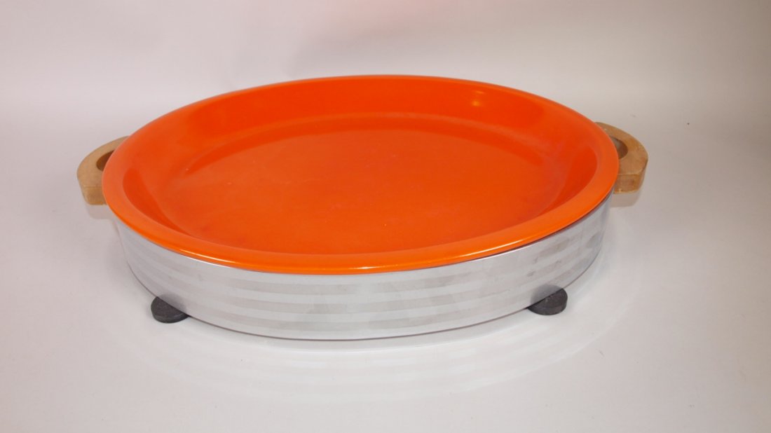 Fiesta Kitchen Kraft red platter with chrome carrier (1 of 1)