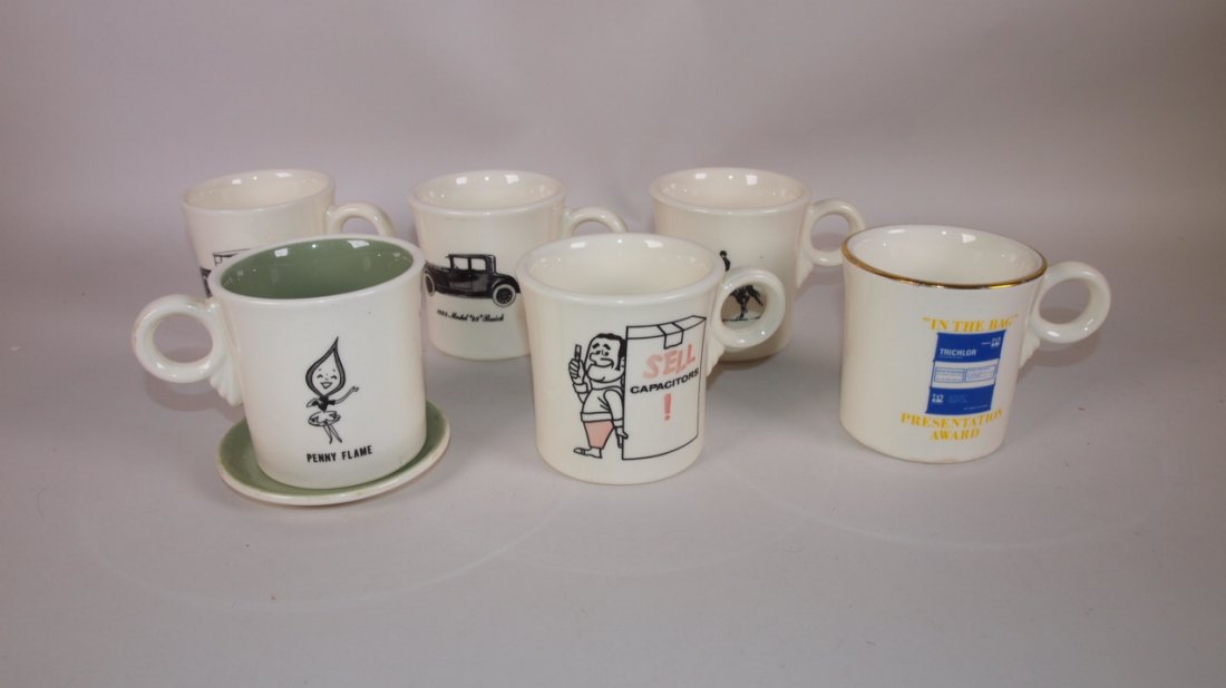 Fiesta lot of 6 mugs: 2-Buick, 4-logo (one with: Fiesta lot of 6 mugs: 2-Buick, 4-logo (one with coaster)