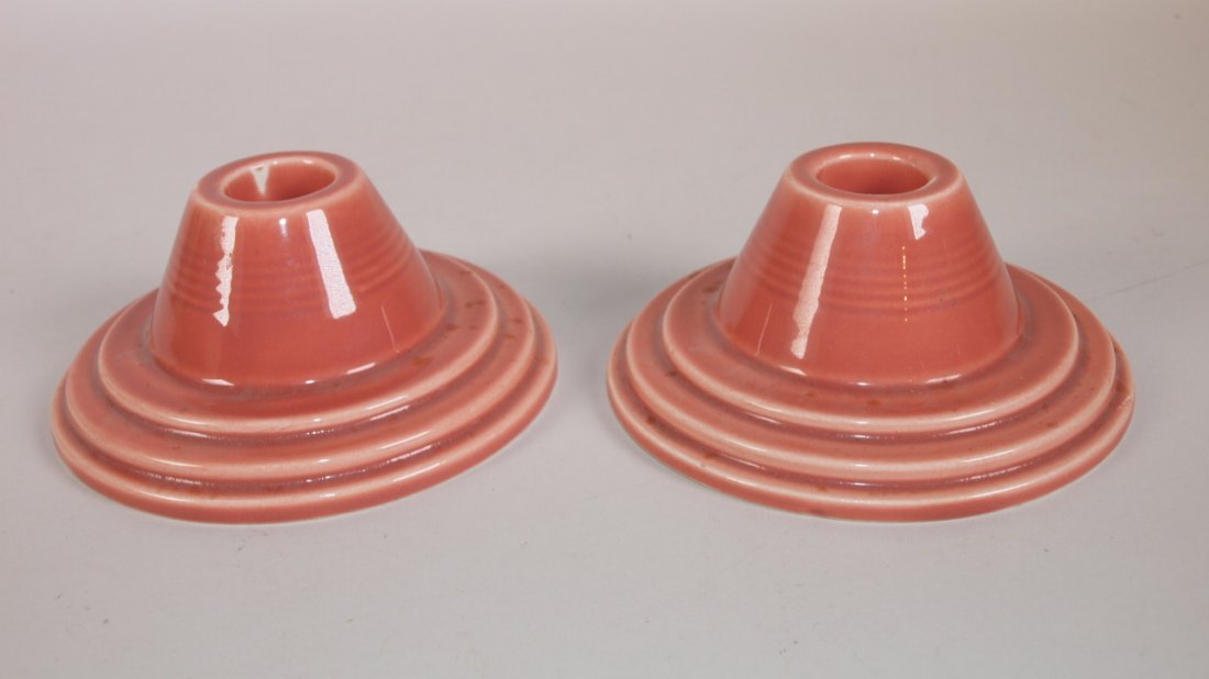 Fiesta Harlequin rose pair of candle holders (1 of 1)