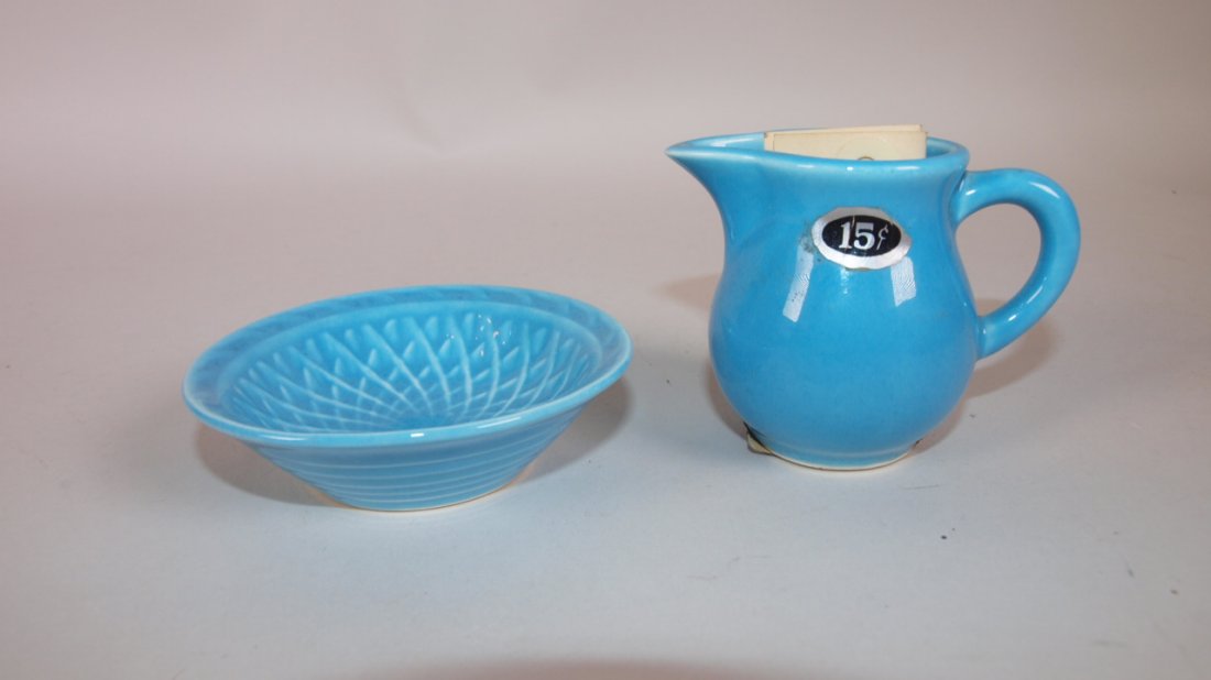 Fiesta Harlequin turquoise individual creamer with 15 (1 of 1)