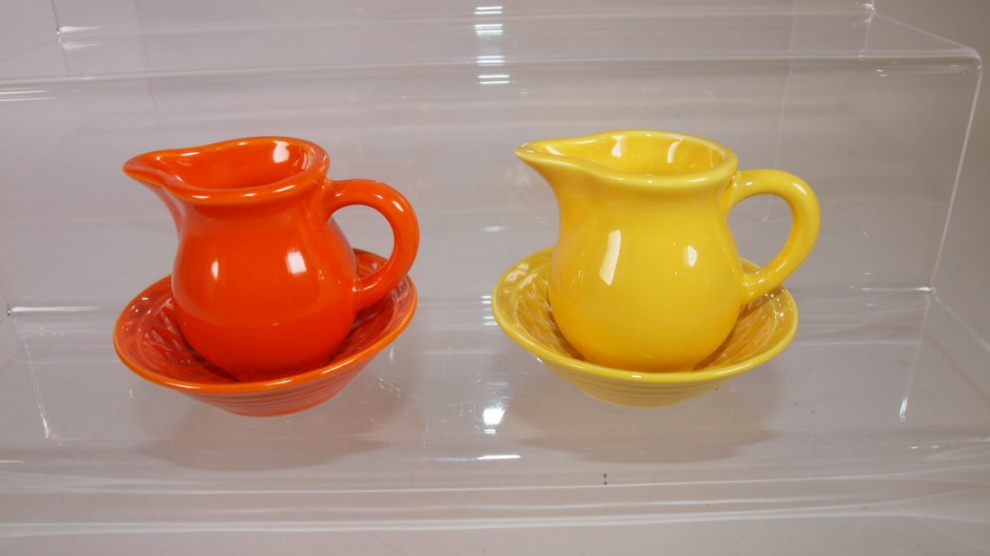 Fiesta Harlequin individual creamer and nut cup group:: Fiesta Harlequin individual creamer and nut cup group: red, & yellow