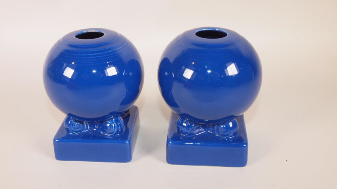 Fiesta pair cobalt bulb candle holders (1 of 1)