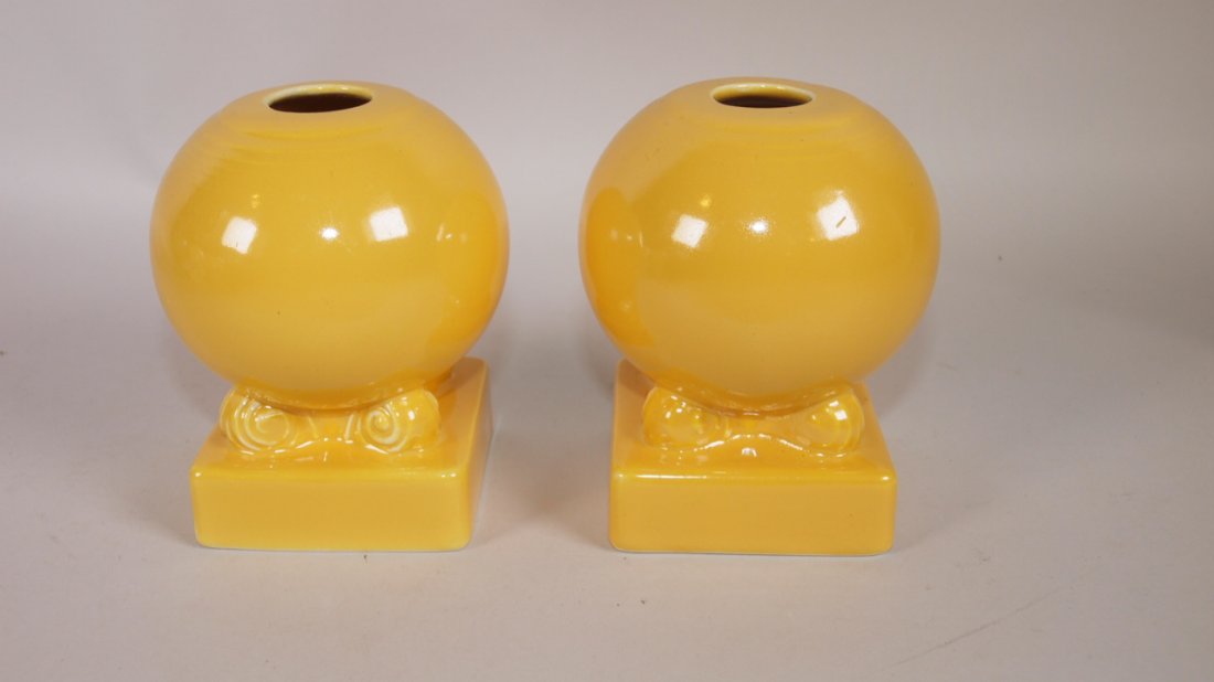 Fiesta pair yellow bulb candle holders (1 of 1)