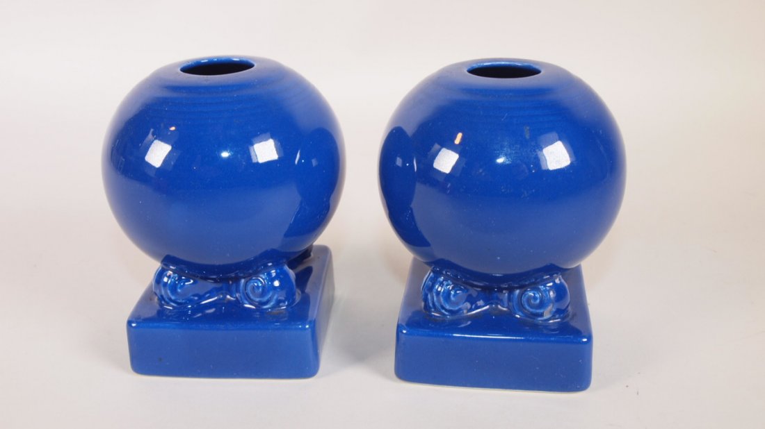 Fiesta pair cobalt bulb candle holders (1 of 1)