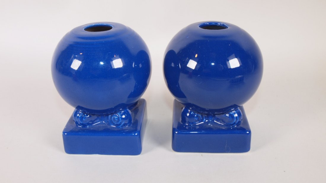 Fiesta pair cobalt bulb candle holders (1 of 1)