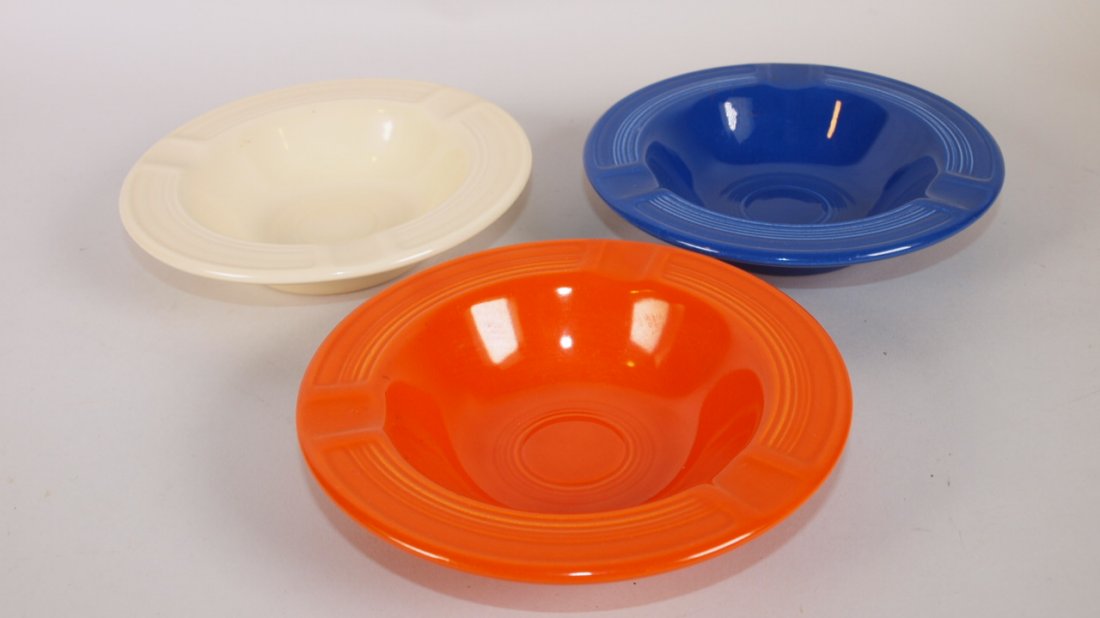 Fiesta ashtray group:  red, cobalt, ivory (1 of 1)