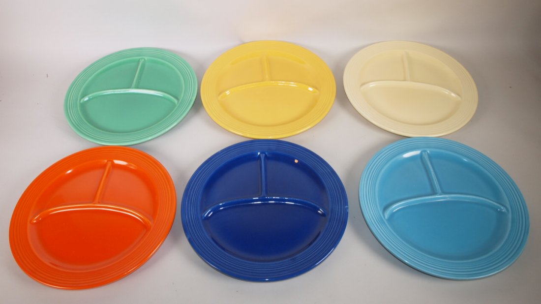 Fiesta 10 1/2" compartment plate group:  all 6 original (1 of 1)