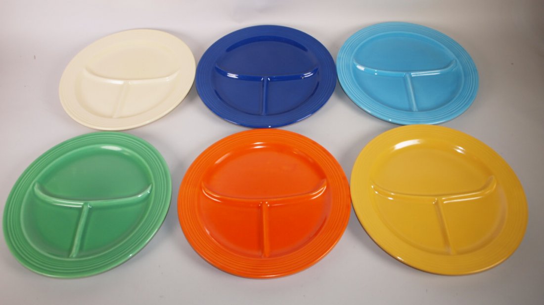 Fiesta 10 1/2" compartment plate group:  all original 6 (1 of 1)