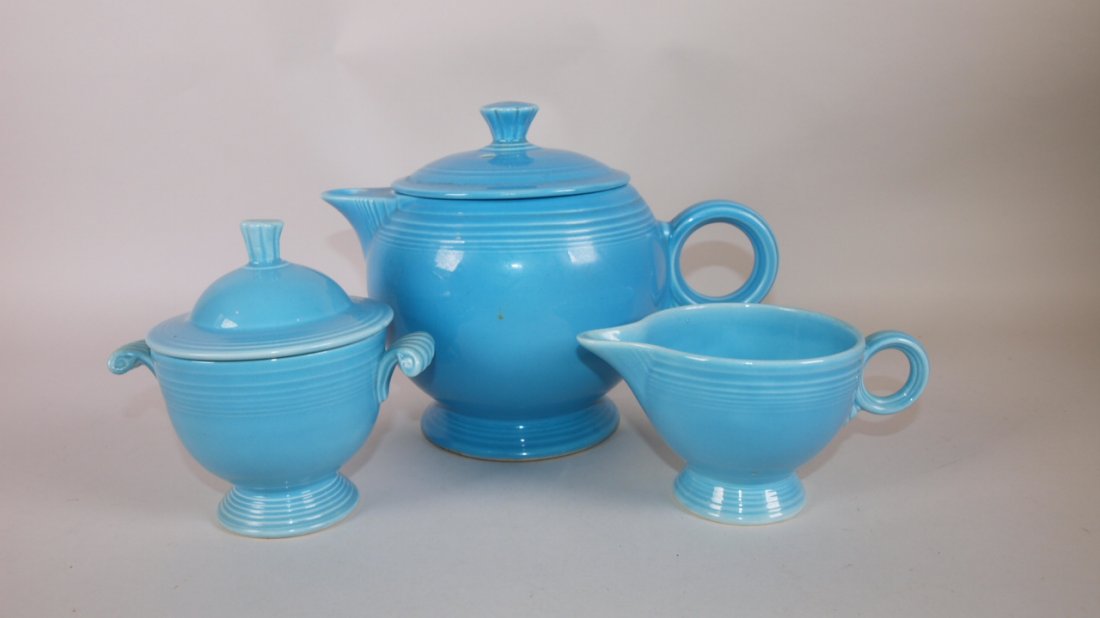 Fiesta tea set:  turquoise large teapot (nick to (1 of 1)