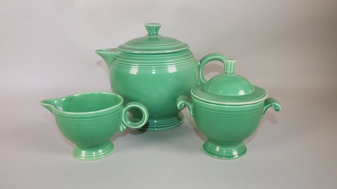 Fiesta tea set:  green large teapot (nick to finial), (1 of 1)