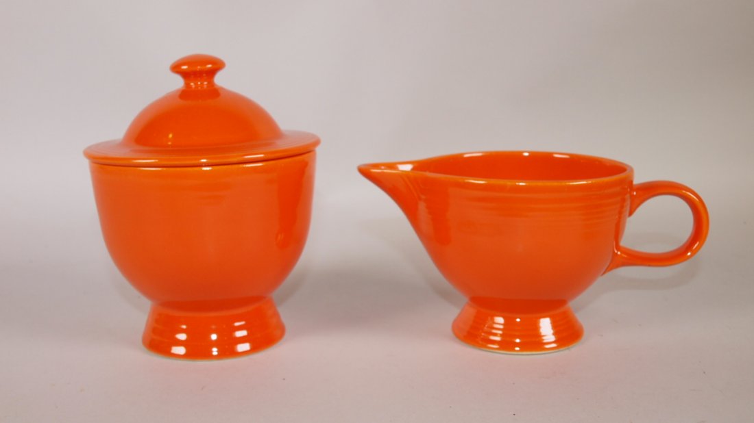 Fiesta Ironstone red cream & sugar: Fiesta Ironstone red cream & sugar