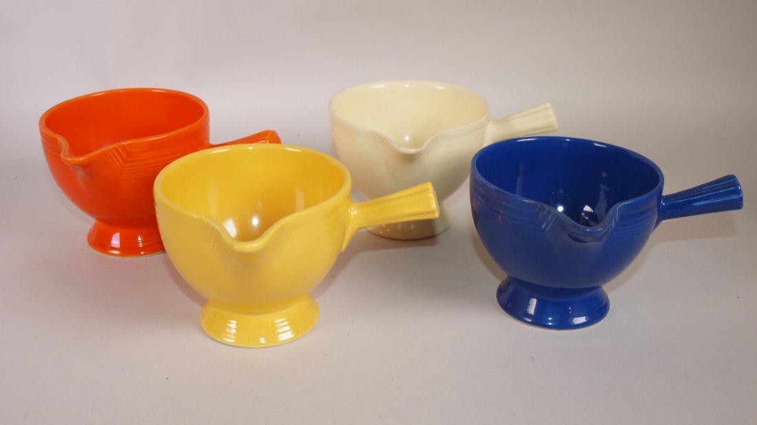 Fiesta stick handle creamer group:  red, cobalt, ivory, (1 of 1)