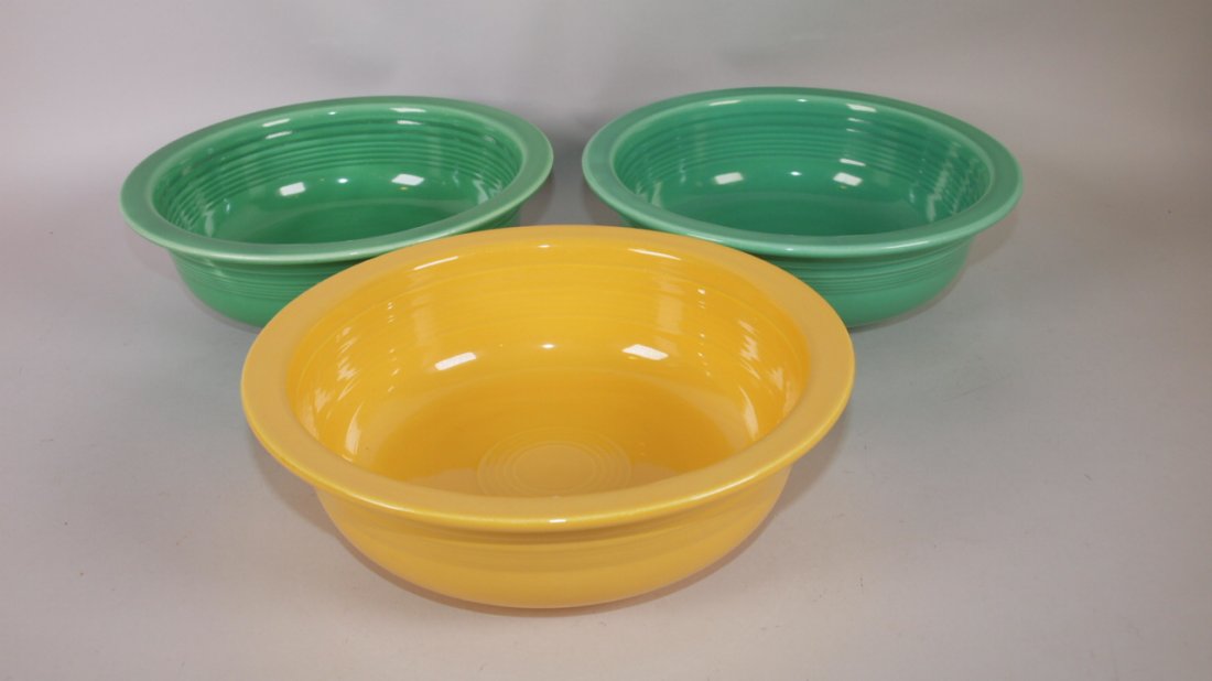 Fiesta 8 1/2" nappy bowl group:  yellow, 2-green (1 of 1)