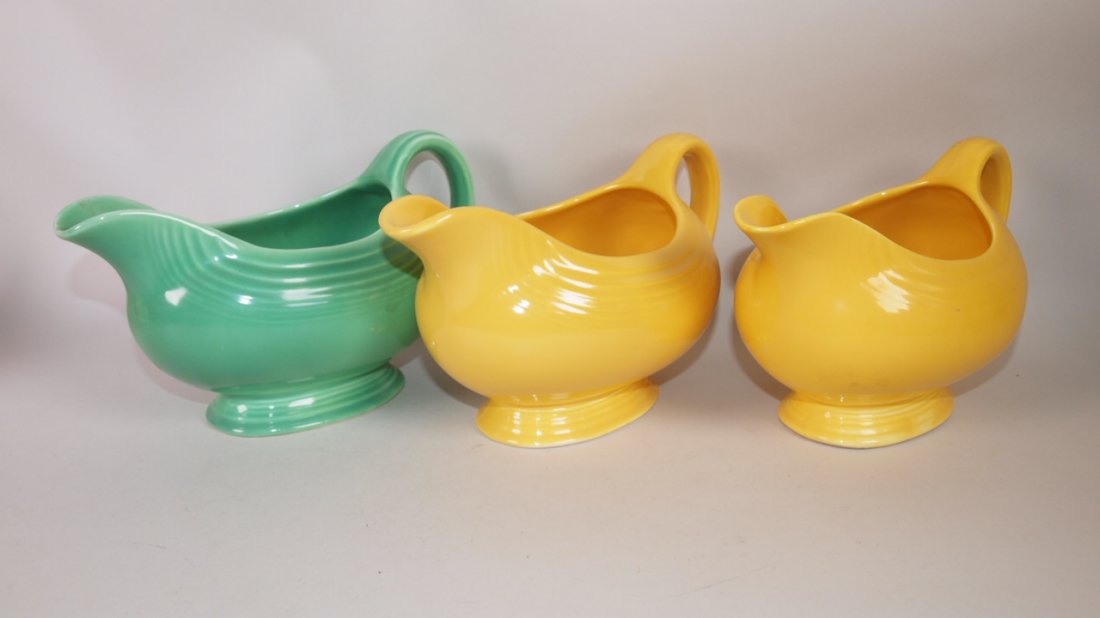 Fiesta Sauce Boat group:  green, 2-yellow (1 of 1)