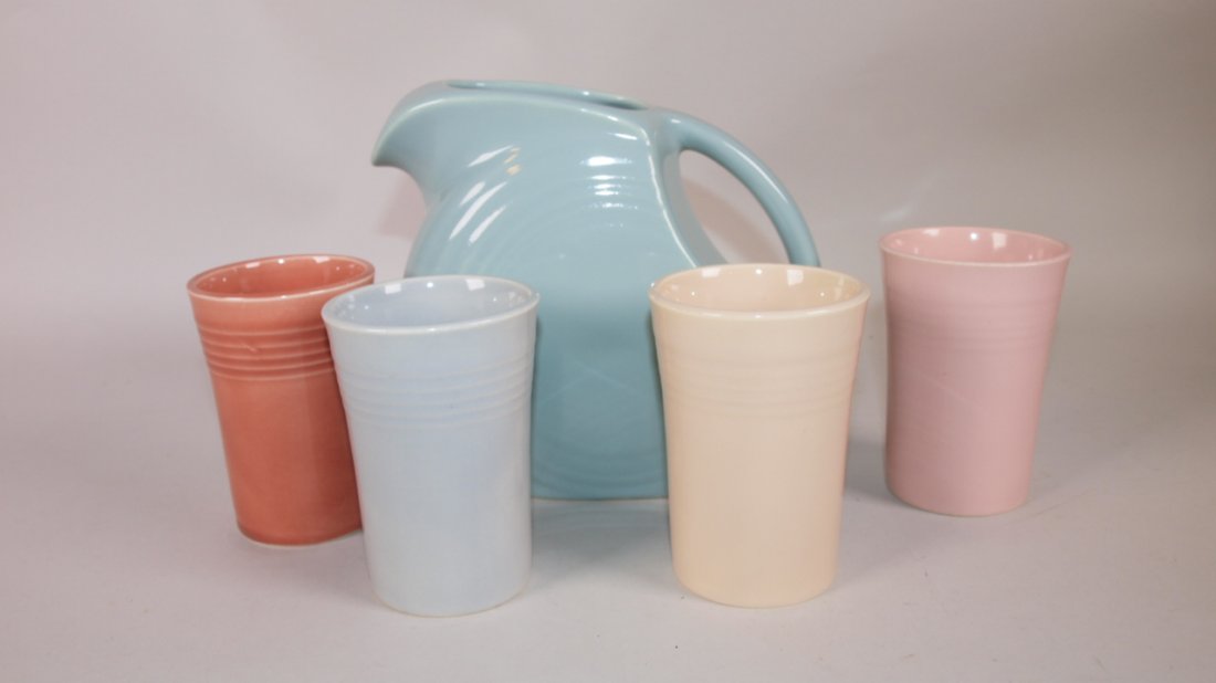 Fiesta juice set, Jubilee celedon disk pitcher & 4 (1 of 1)