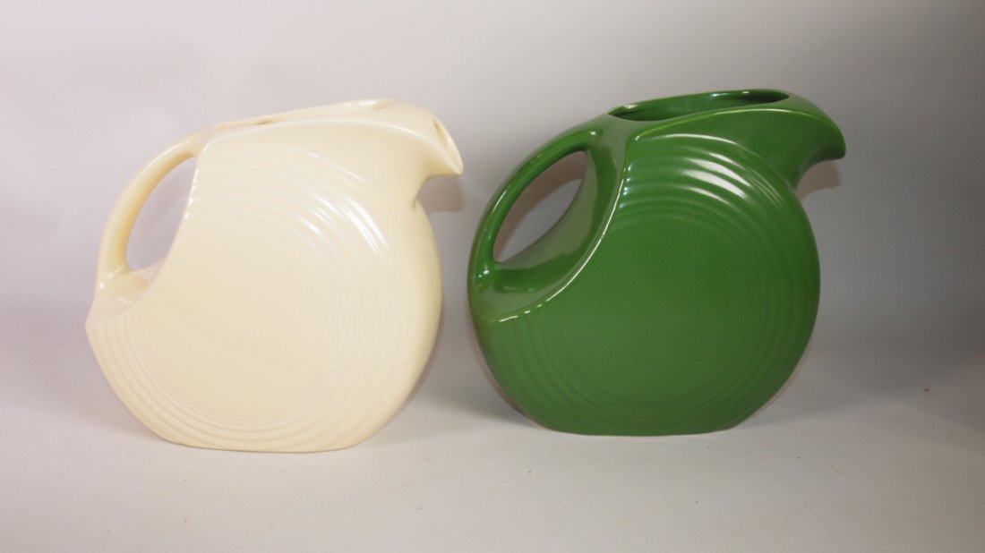 Fiesta disk water pitchers:  dark green & ivory both (1 of 1)